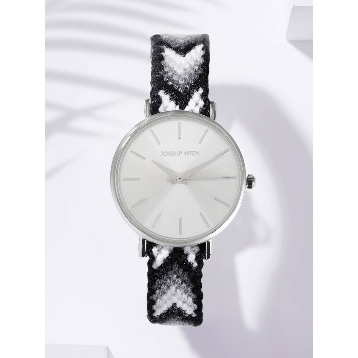 Joker & Witch Tierra Silver Watch Featuring A Macrame Strap With Shades Of Grey - AMWW839 (M)