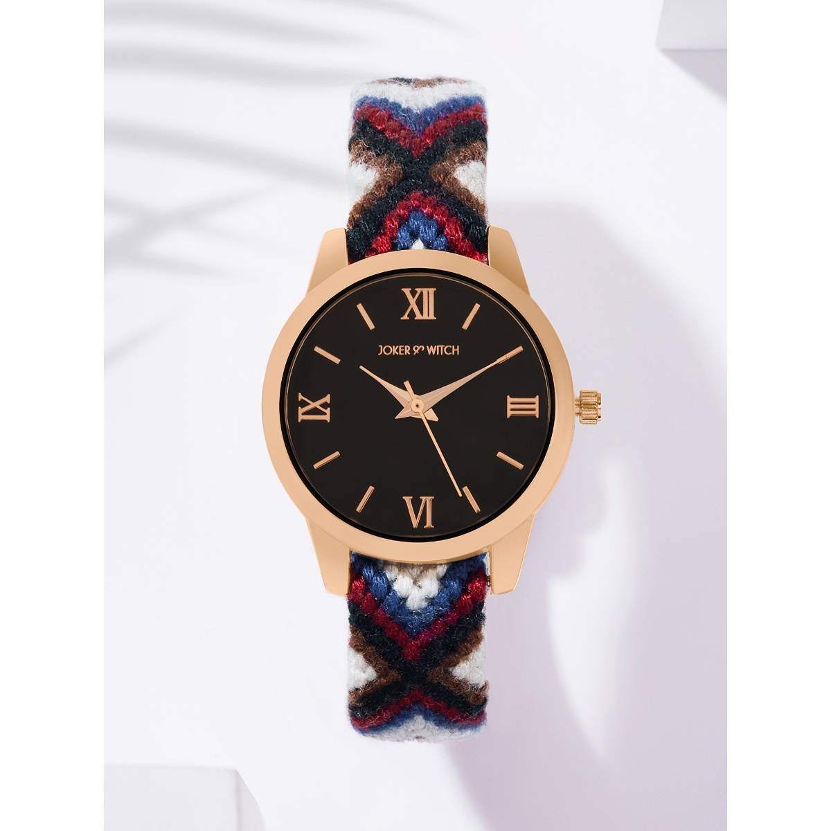 Joker & Witch Tide & Twine Rose Gold Black Dial Watch Featuring A Macrame Strap - AMWW848 (M)