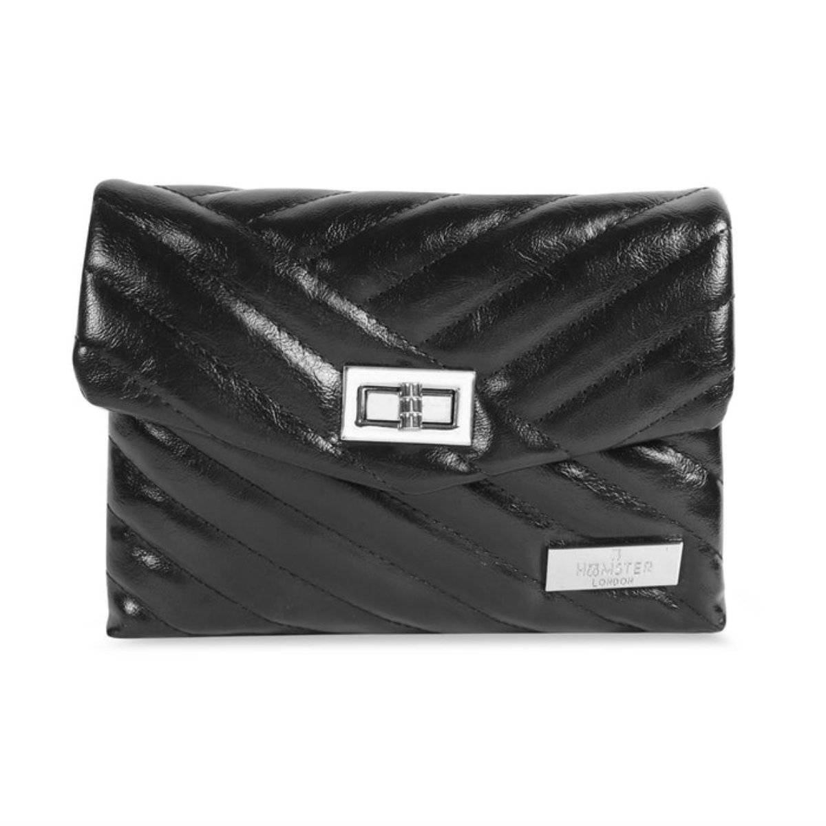 Hamster London Women Bea Black Crossbody Bag with Detachable Chain (M)