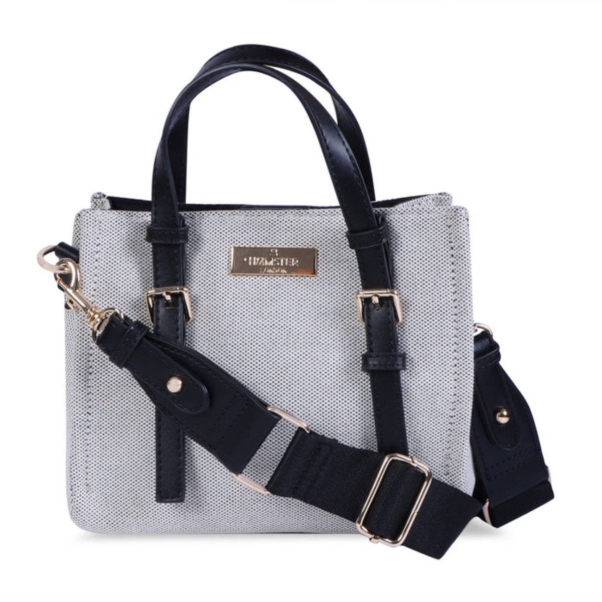 Hamster London Women Staycation White and Black Handbag (M)