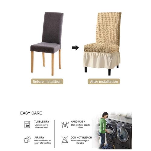Cortina Set of Polyester Dining Chair Cover with Skirt Beige