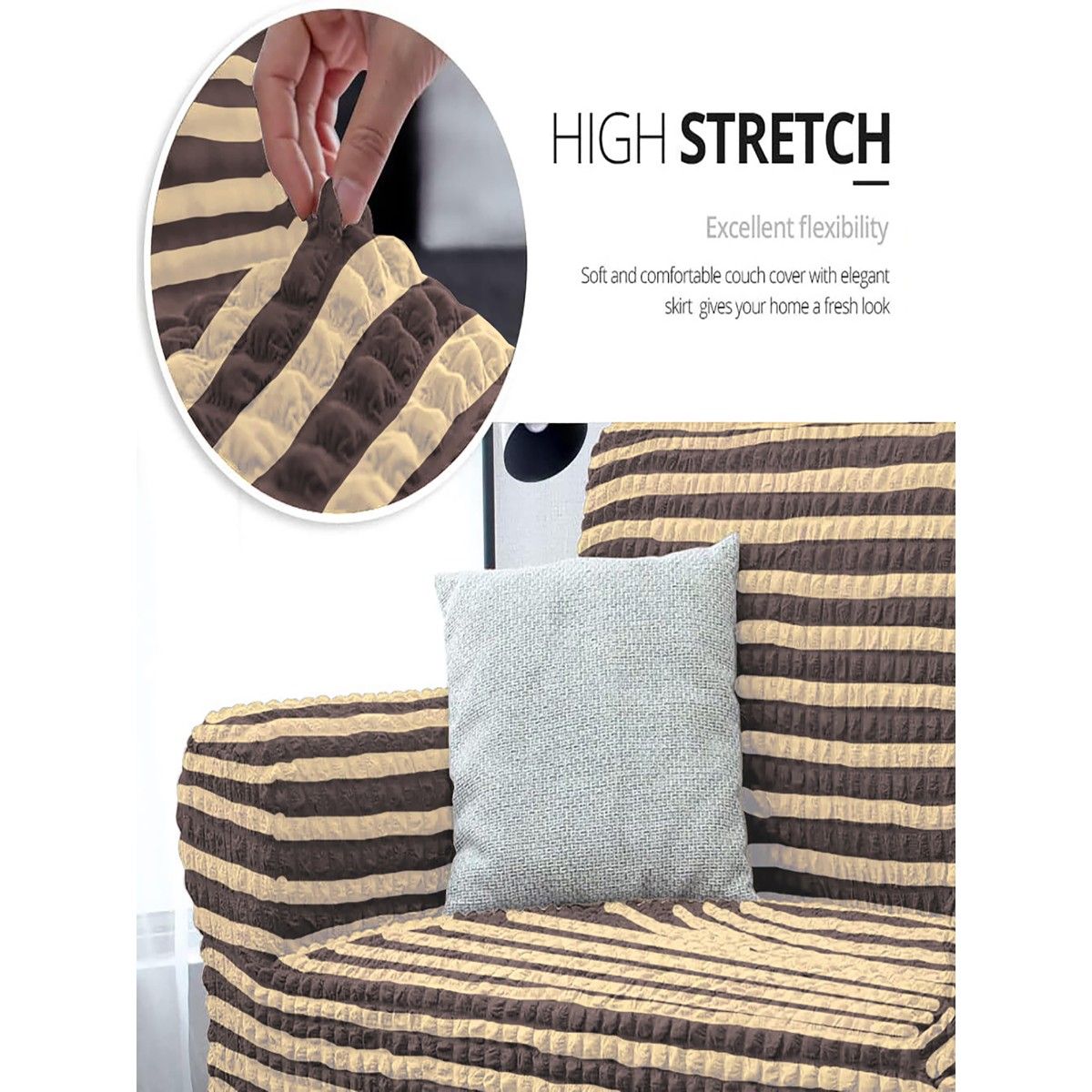 Cortina Three Seater Elastic Stretchable Universal Sofa Cover with ...