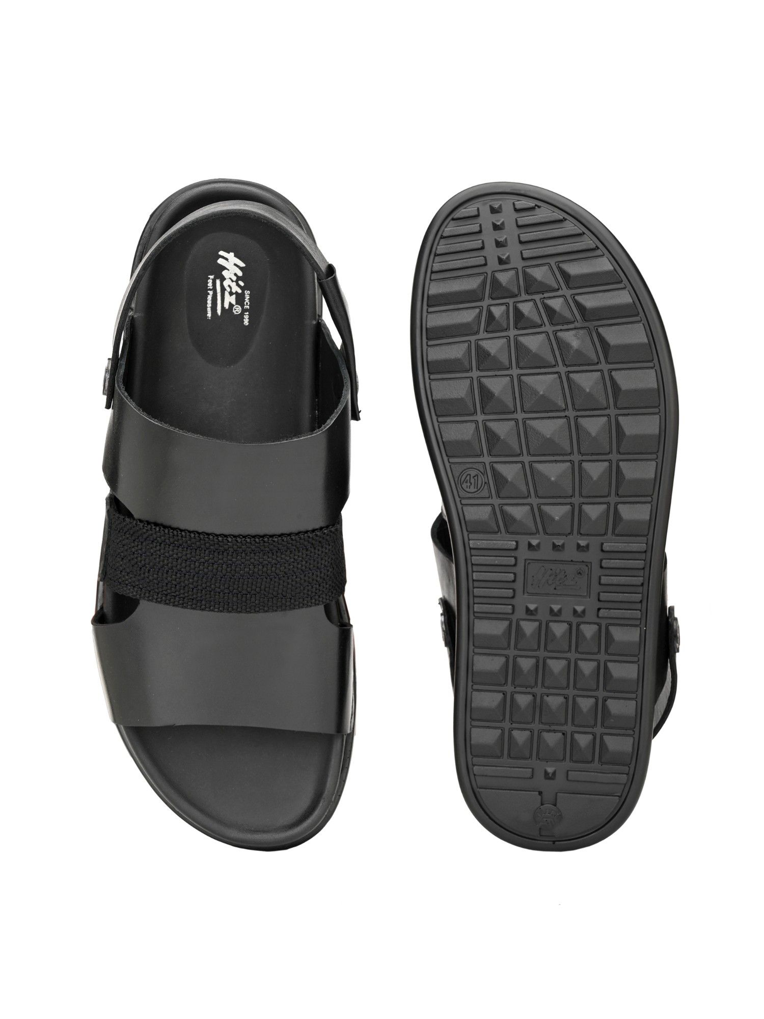 HITZ9214 Men's Black Leather Casual Velcro Sandals – Hitz Shoes Online