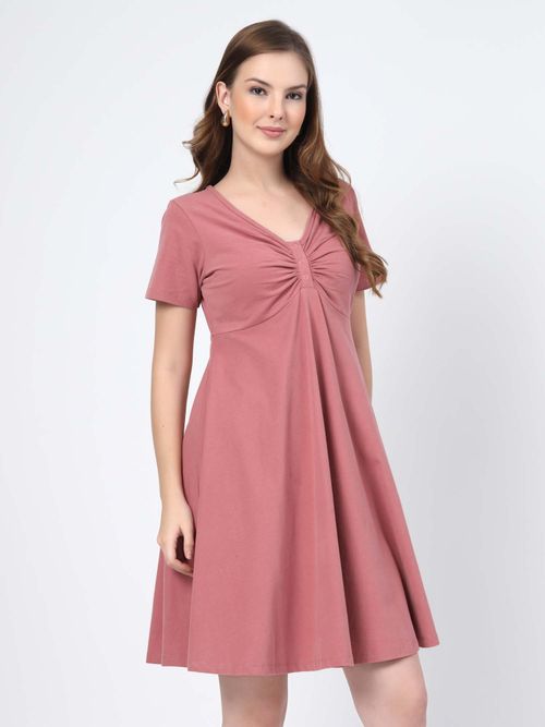 strapless open back dress Kienna Pink Ruched High-Neck Maternity Maxi Dress  Club L London