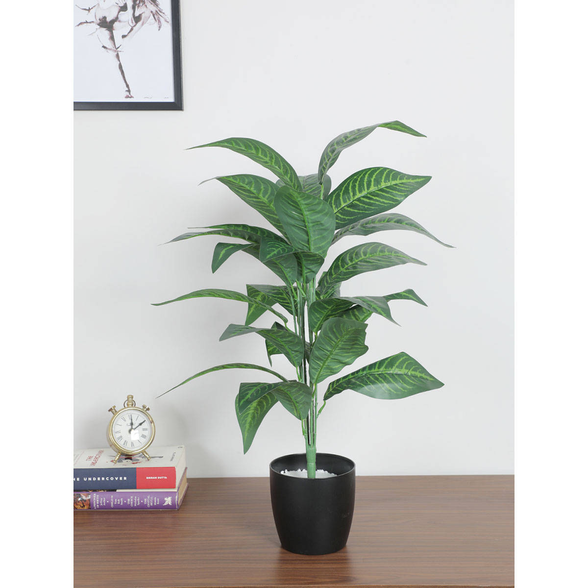 Home Bloom Polyester Artificial Green Iceton Croton Plant Ornamental Plant Artificial