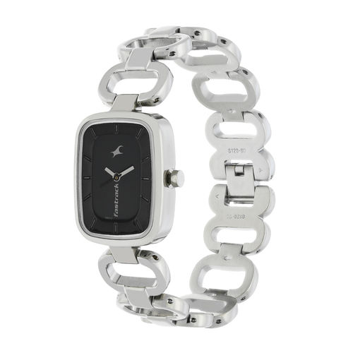 Buy Fastrack Black Dial Silver Metal Strap Watch Online