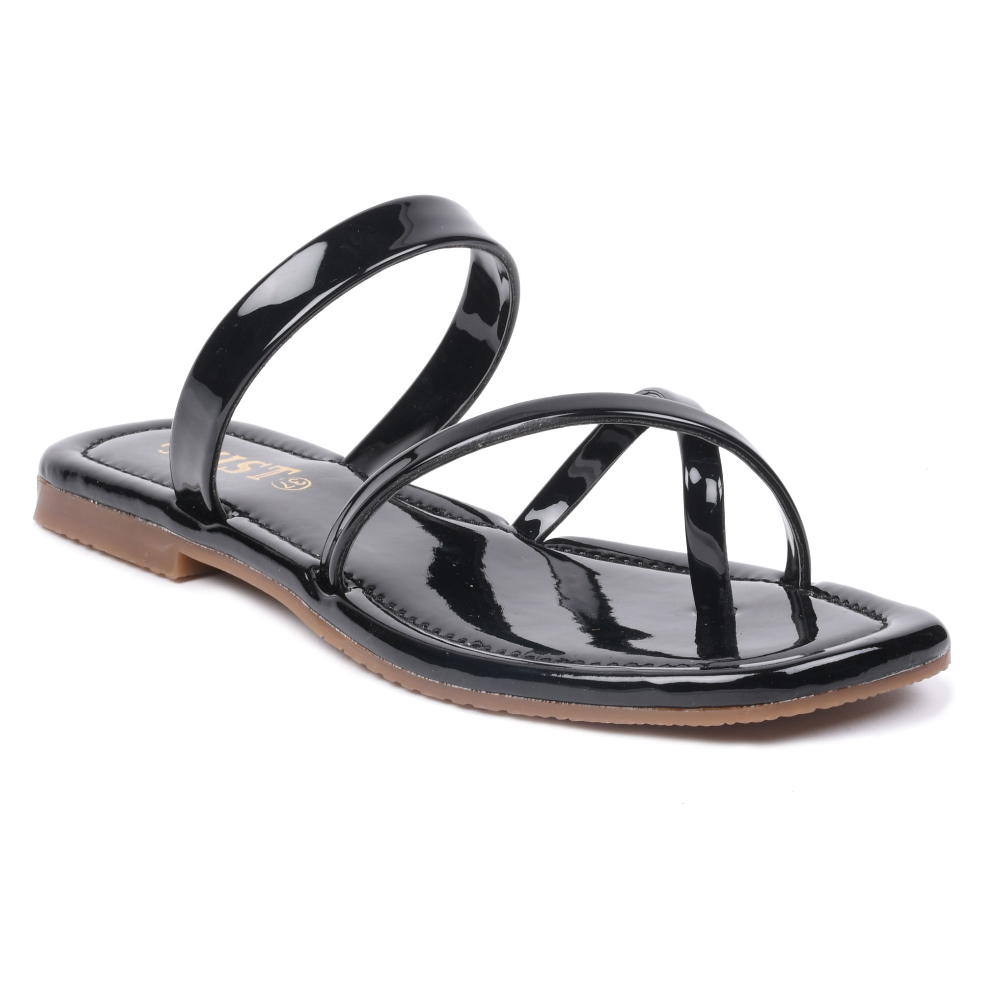 Top 80+ black patent flat sandals latest - dedaotaonec