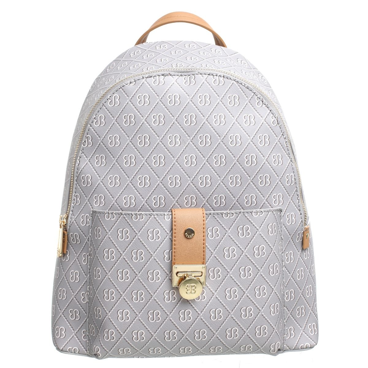 Buy BESSIE LONDON Classy Bluish White and Brown Logo Printed Bag