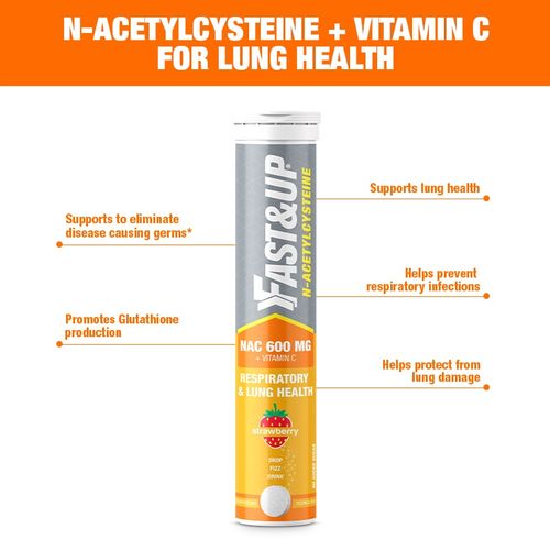 fast up nac 600mg 40mg vitamin c lung health and liver detox strawberry 20 effervescent tablet