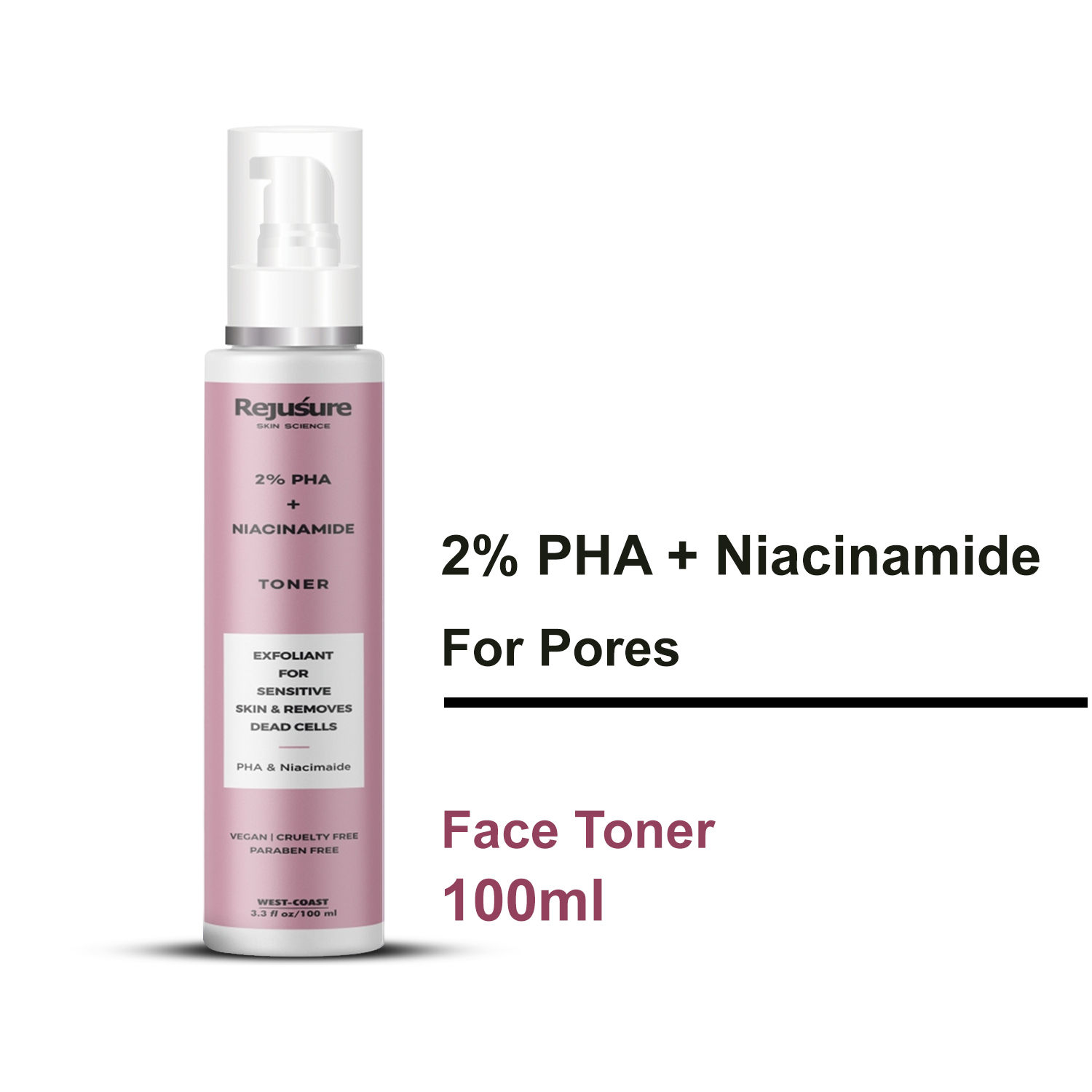 Rejusure Pha 2% + Niacinamide Alcohol Free Face Toner For Oily & Normal Skin