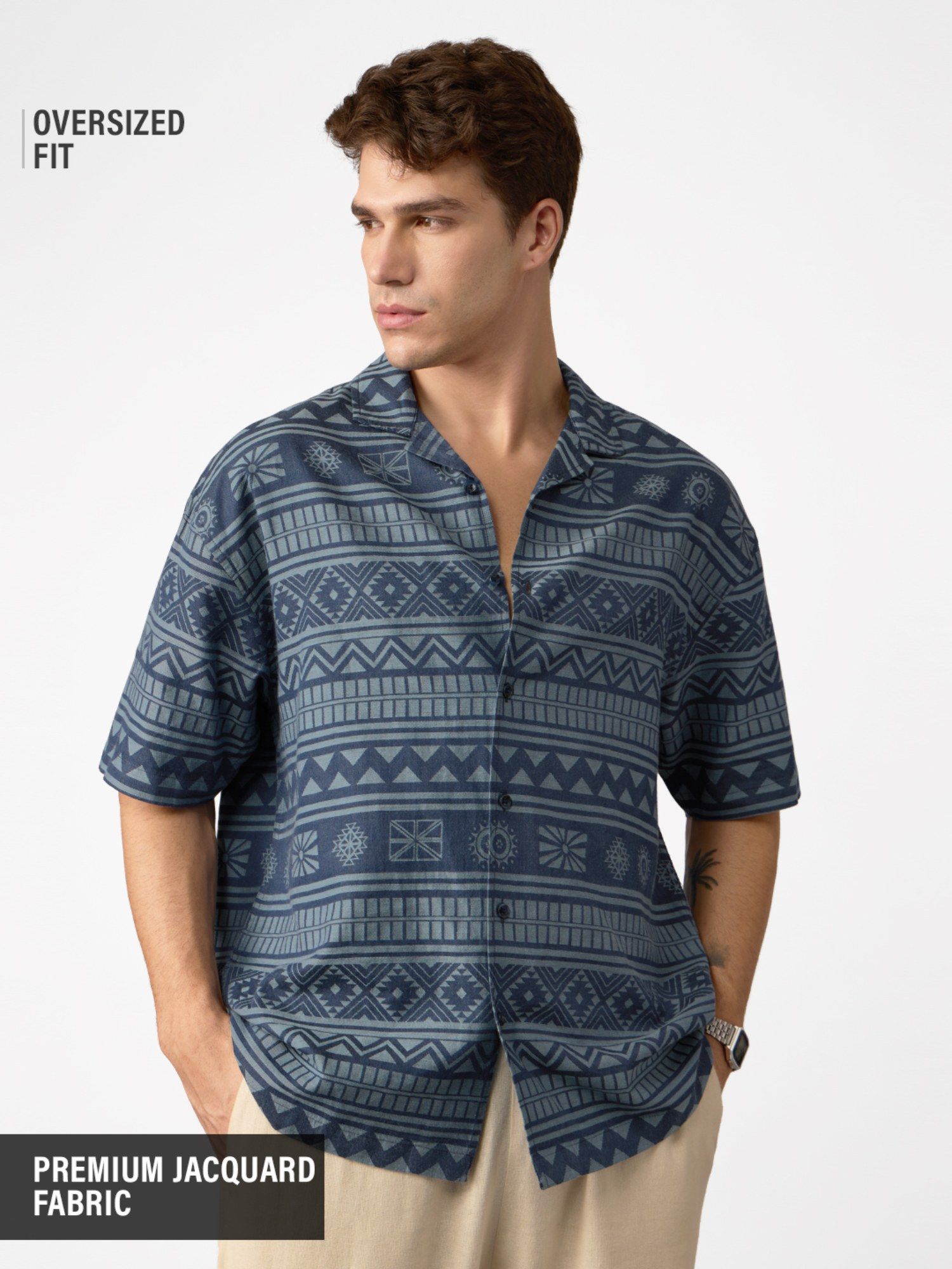 Buy The Souled Store Originals Jacquard: Aztec Blue Drift Men