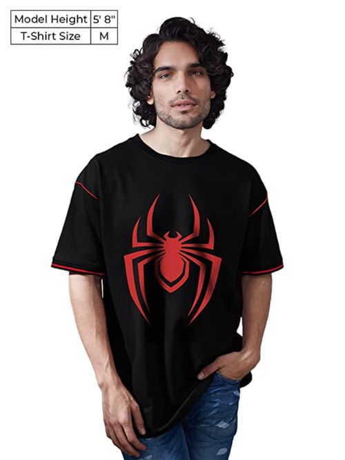 The Souled Store Official Marvel Spiderman Logo Oversized T-shirt For Mens