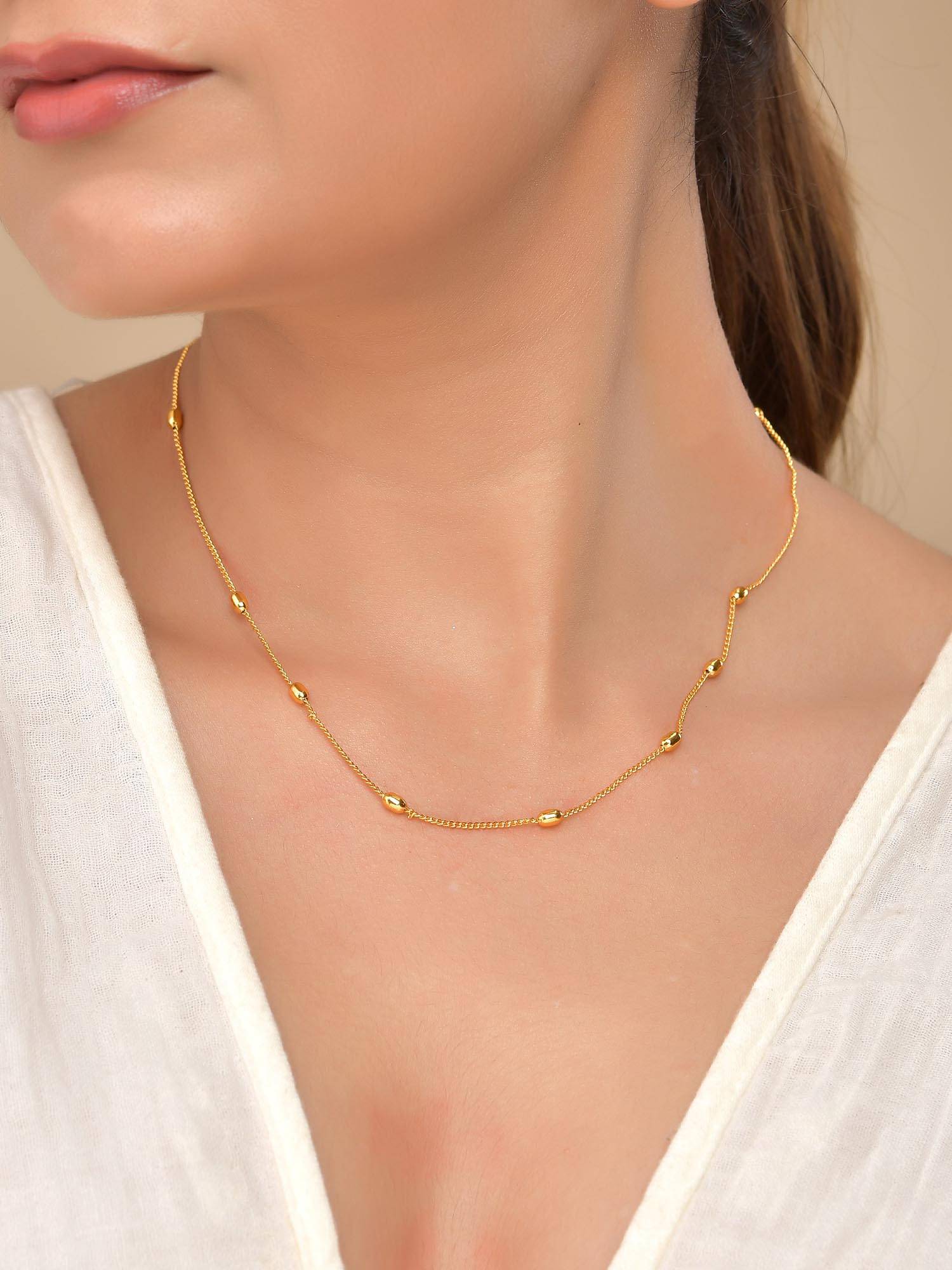 VOJ Gold Toned Minimal Stainless Steel Necklace