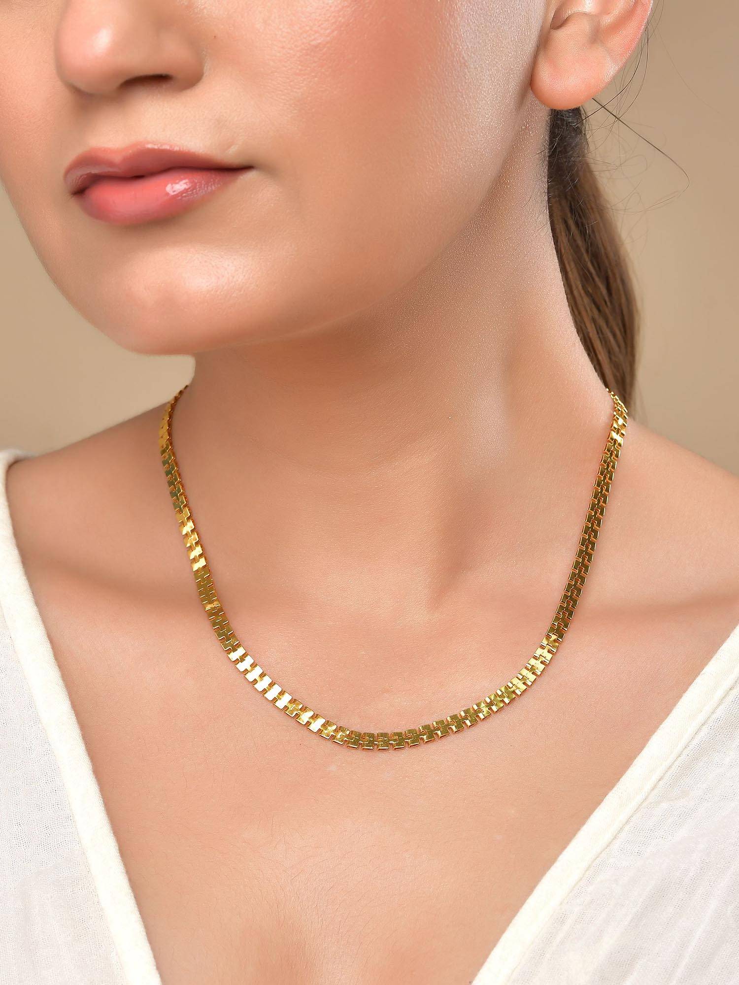 VOJ Women Gold-Plated Classic Linked Necklace