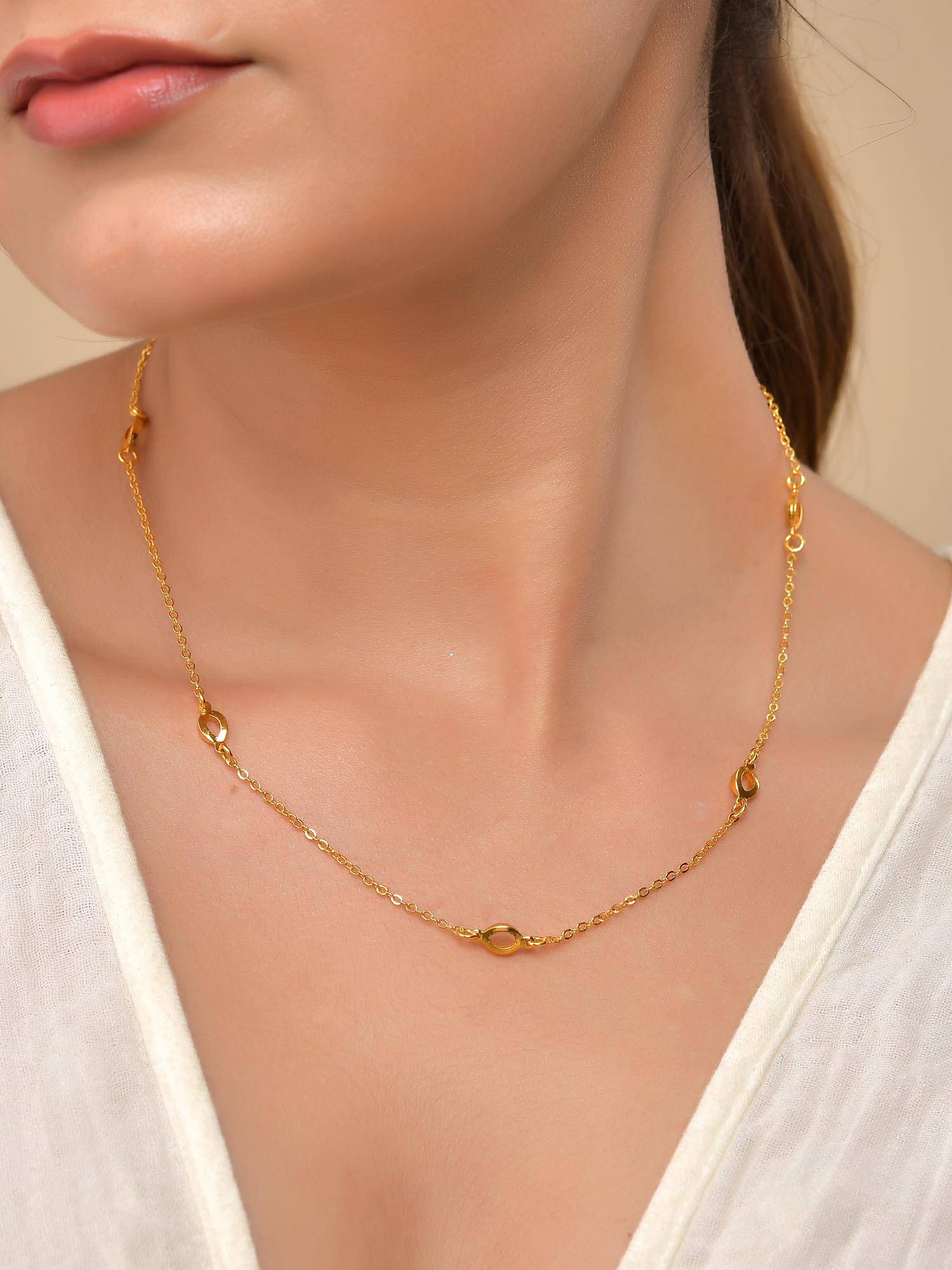 VOJ Gold Plated Minimal Designer Necklace For Women