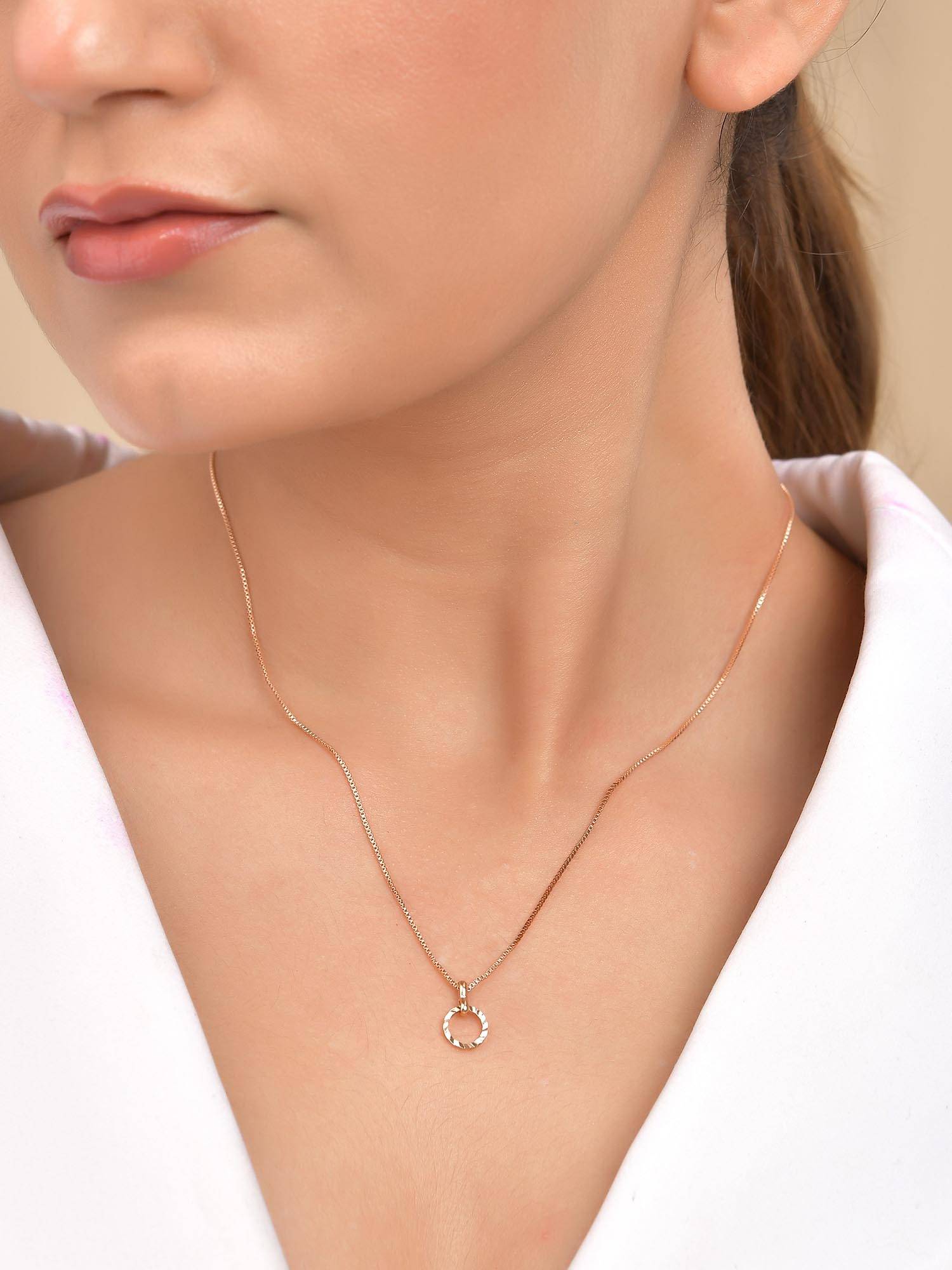 VOJ Rose Gold Plated With Small Circular Necklace