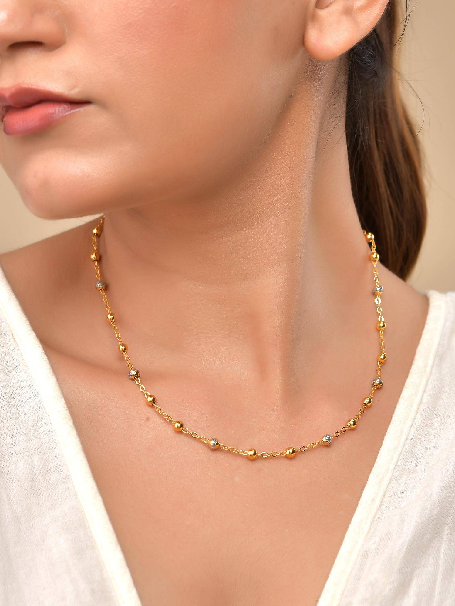 VOJ Stainless Steel Dual Toned Ball Necklace For Women