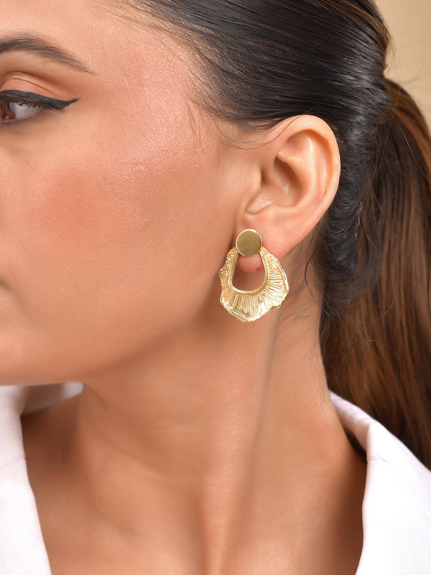VOJ Gold Plated Anti Tarnished Designer Studs Earrings