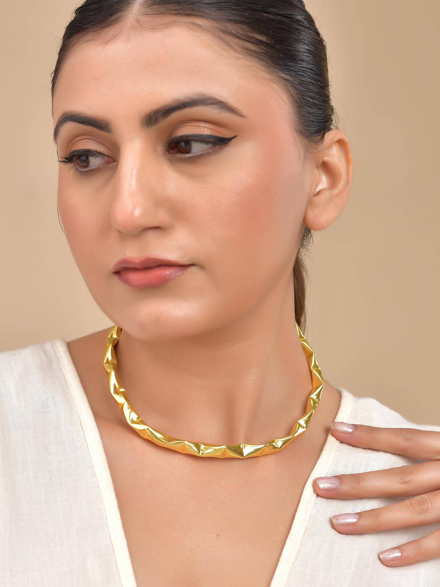 VOJ Gold Plated Anti Tarnished Designer Hasil Necklace