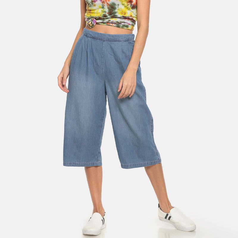 light blue denim culottes
