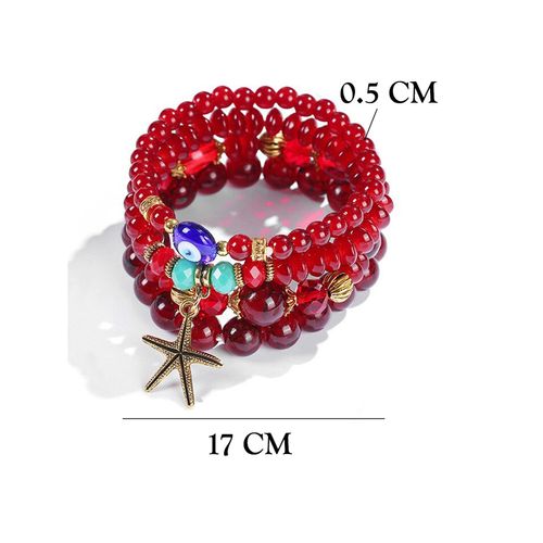 Buy Yellow Chimes Women Set Of 4 Maroon Beaded Bracelets Online