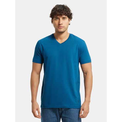 Jockey 2726 Men Super Combed Cotton Rich Solid V Neck T-Shirt Seaport Teal