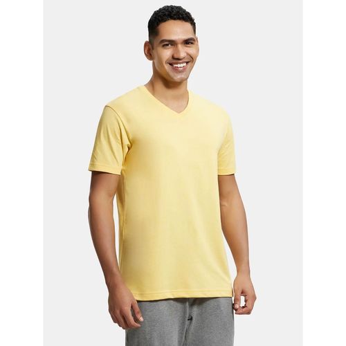 Jockey 2726 Men Super Combed Cotton Rich Solid V Neck T-Shirt Corn Silk