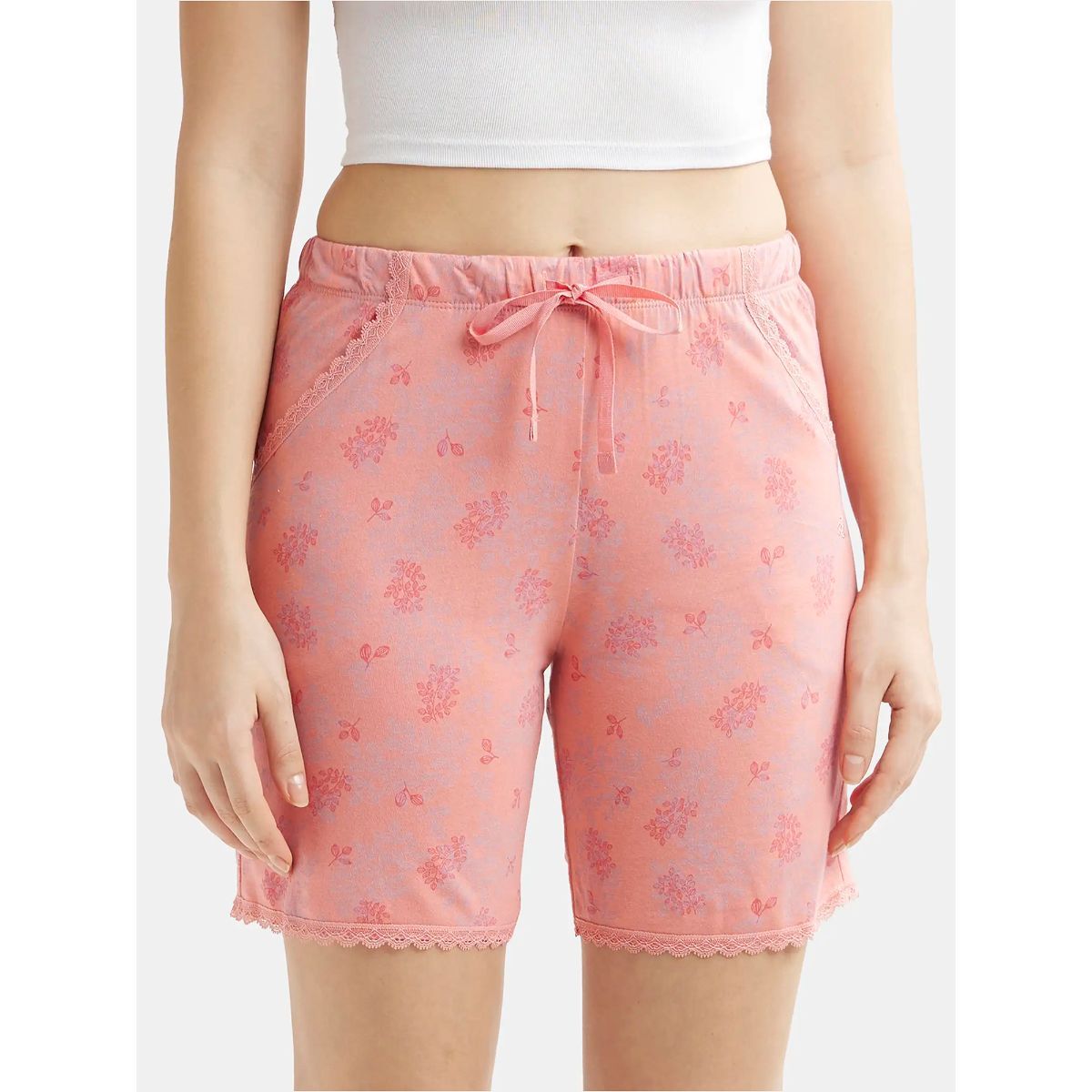 Buy Jockey Rx10 Women s Micro Modal Cotton Printed Sleep Shorts With Side Pockets Peach Online