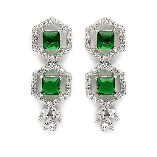 Karatcart Green Cubic Zirconia Studded Light Weight Jewellery Set for Women