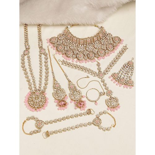 Buy Karatcart Gold Plated Pink Stone and Bead Kundan Dulhan Bridal