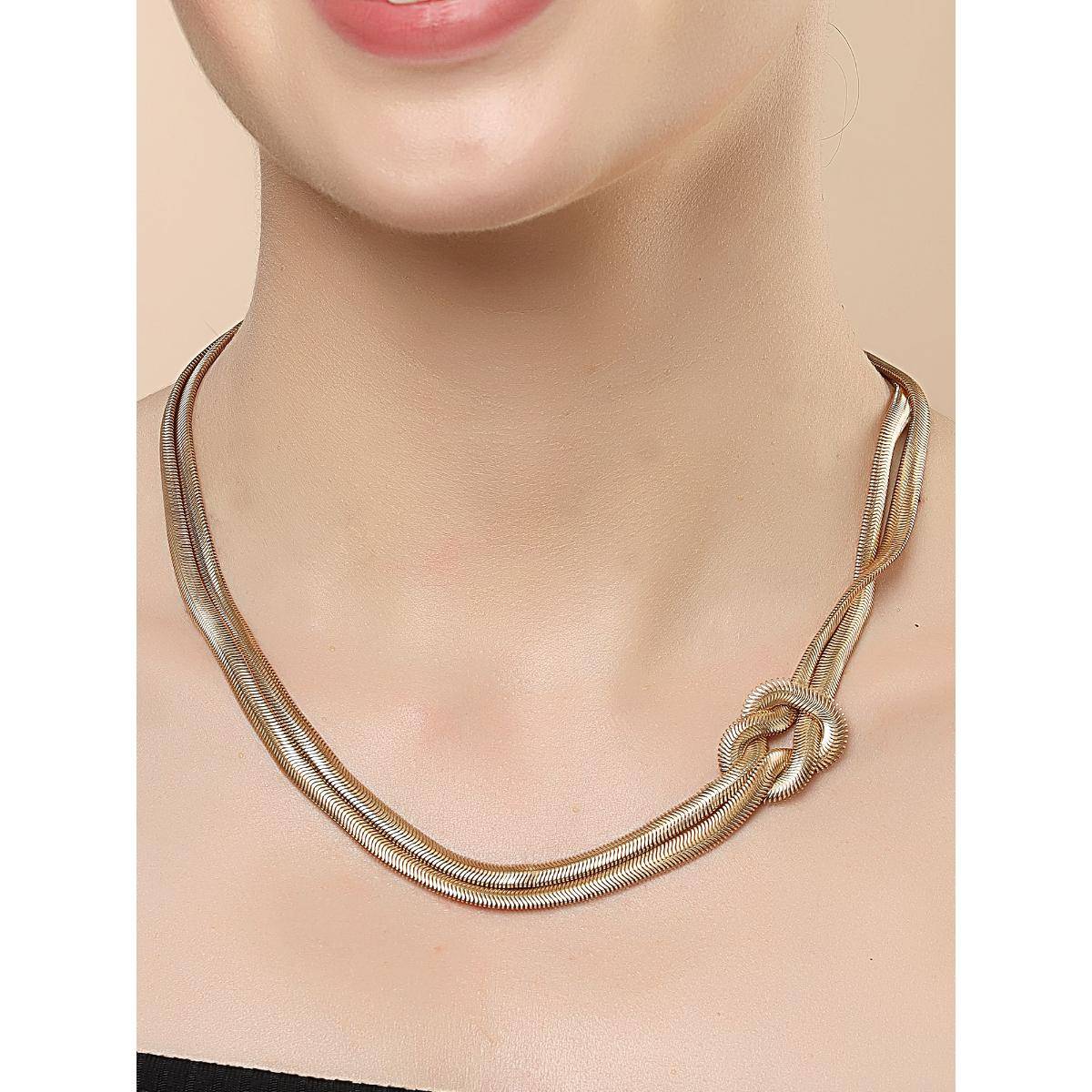 Karatcart Gold-Plated Multilayer Snake Chain Necklace for Women