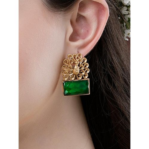 Buy Karatcart Peacock Design Gold Plated Green Stone Drop Earrings