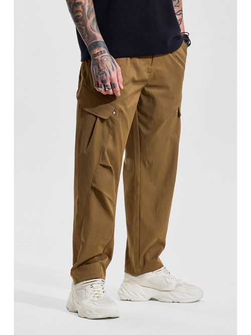 Snitch Brown Solid Relaxed Casual Cargo Pant
