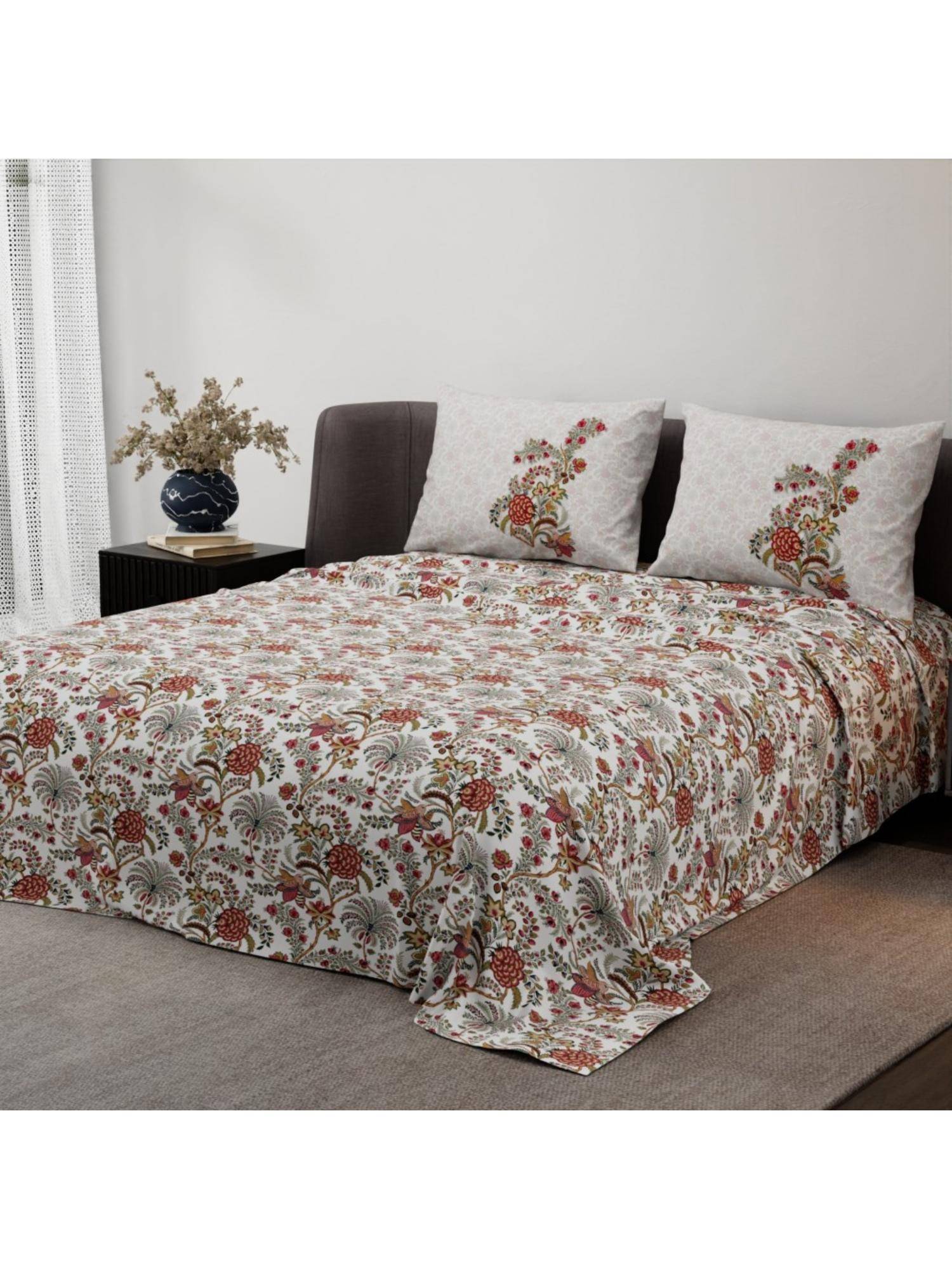 Synergized Cotton Heritage Bliss Brown Pure Satin Digital Era Bedsheet with 2 Pillow Covers (King)