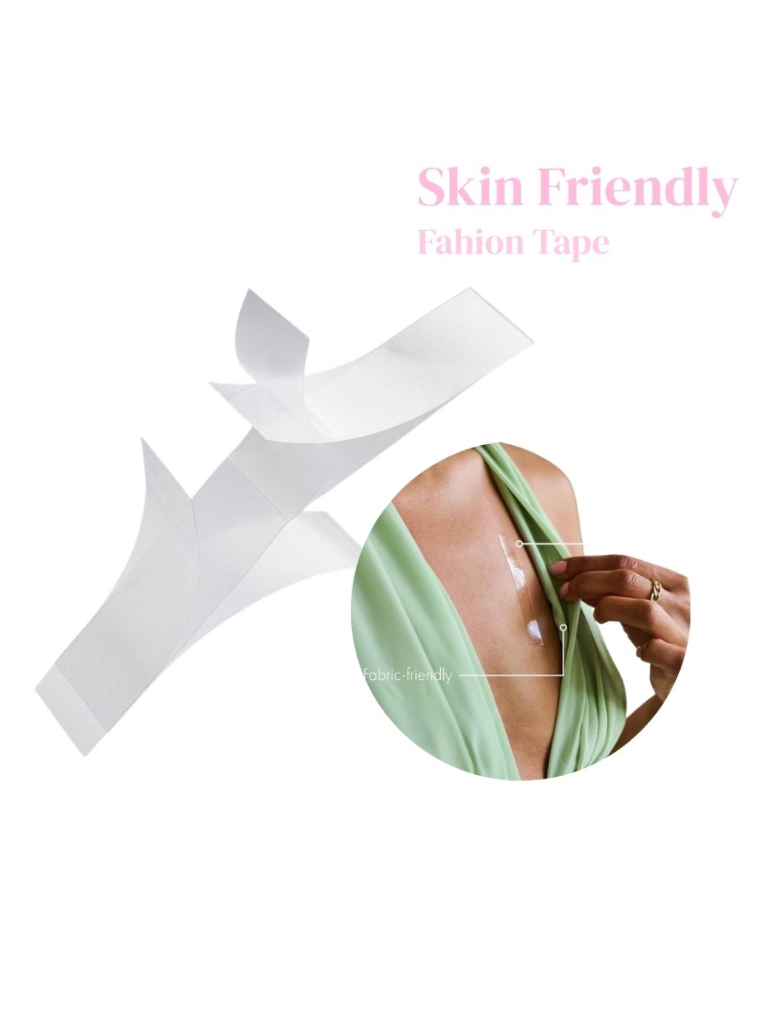 Double-Sided Transparent Fashion Tape Strips | Waterproof & No-Residue