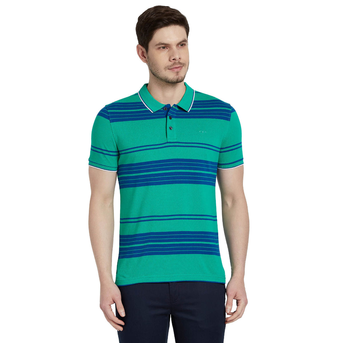 ColorPlus Medium Green Striped T-Shirt (S)
