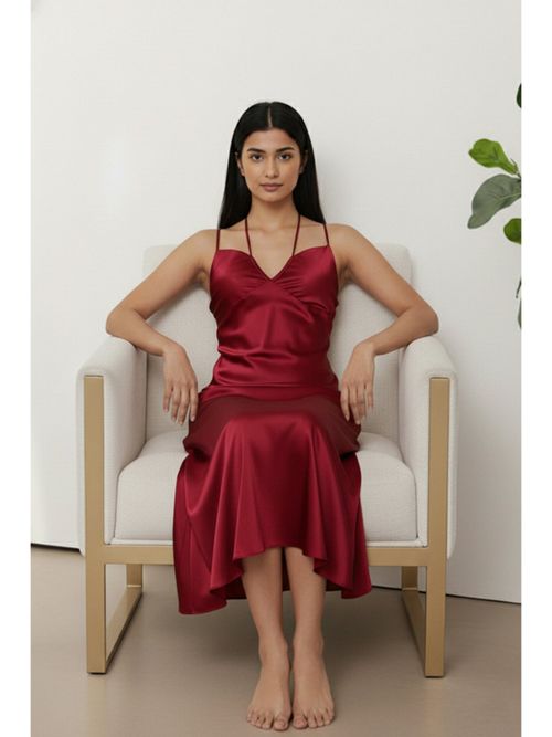 open lace back dress Satin Red Classy Cup Mini Fit Dress main image 1