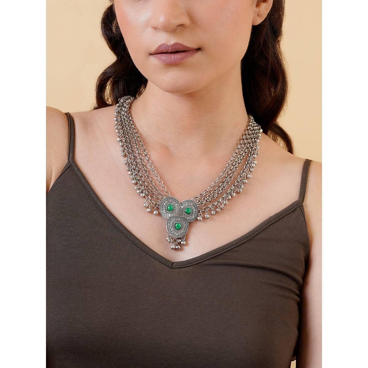 Teejh Suhasi Silver Turquoise Necklace