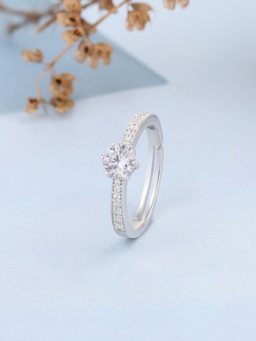 Buy 925 Silver Carat American Diamond Solitaire Engagement