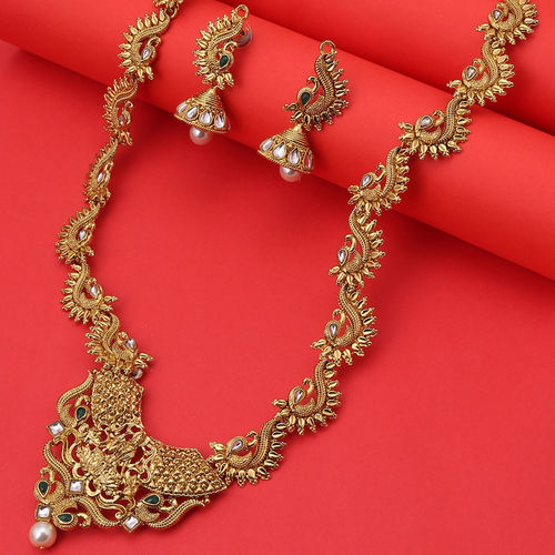Antique Gold Haram Necklace Set Buy Sukkhi Antique Gold Plated