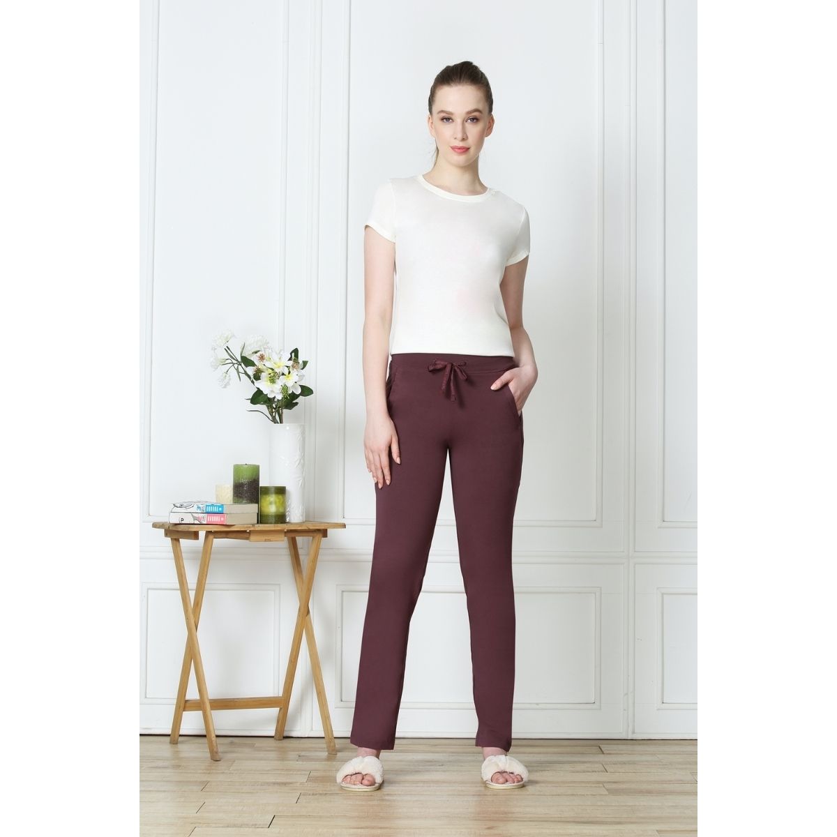 Van Heusen Women Smart Tech Lounge Pants Burgundy Buy Van