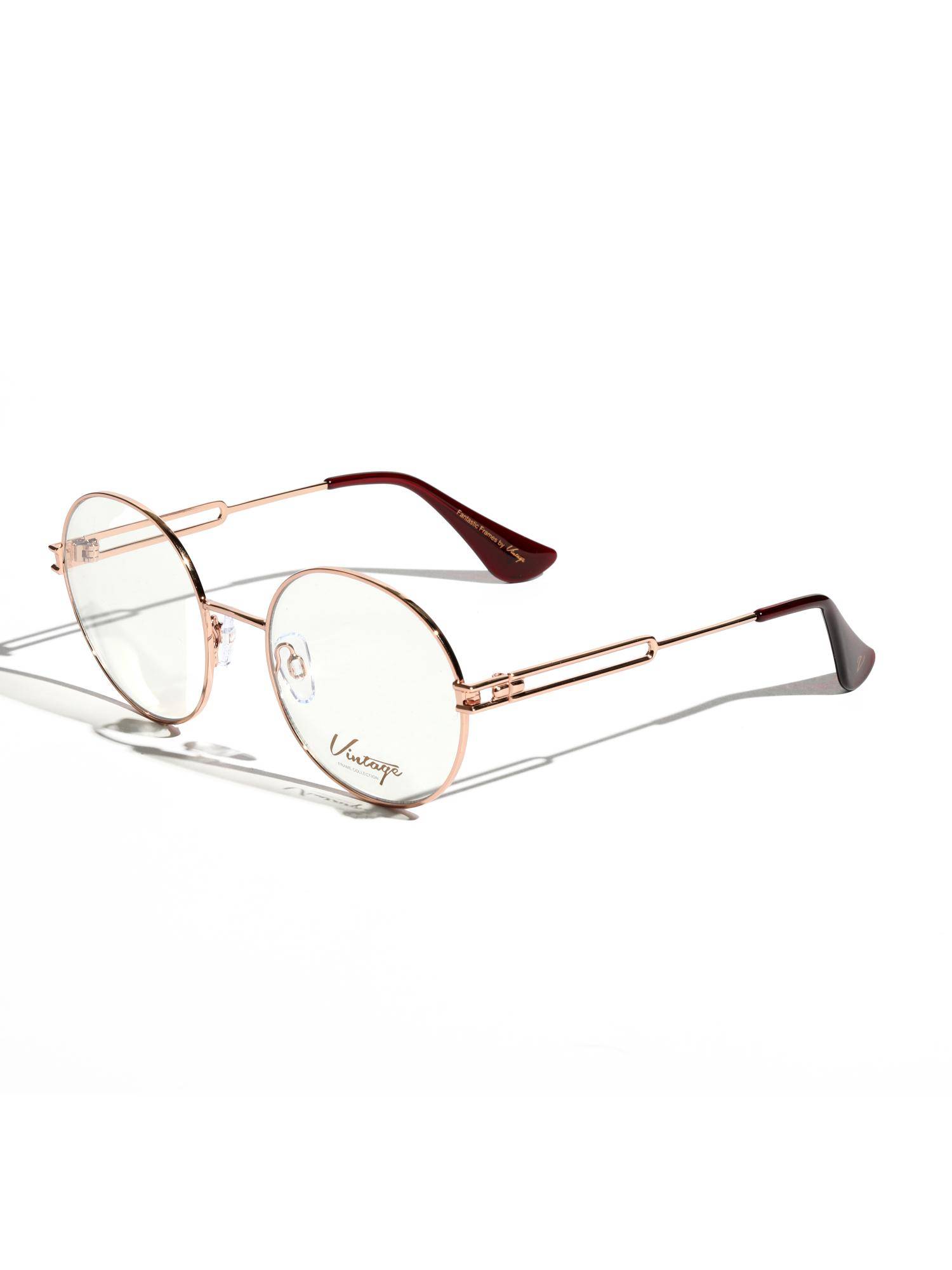 Vintage Women Round Regular Lens Rose Gold Frame (53)
