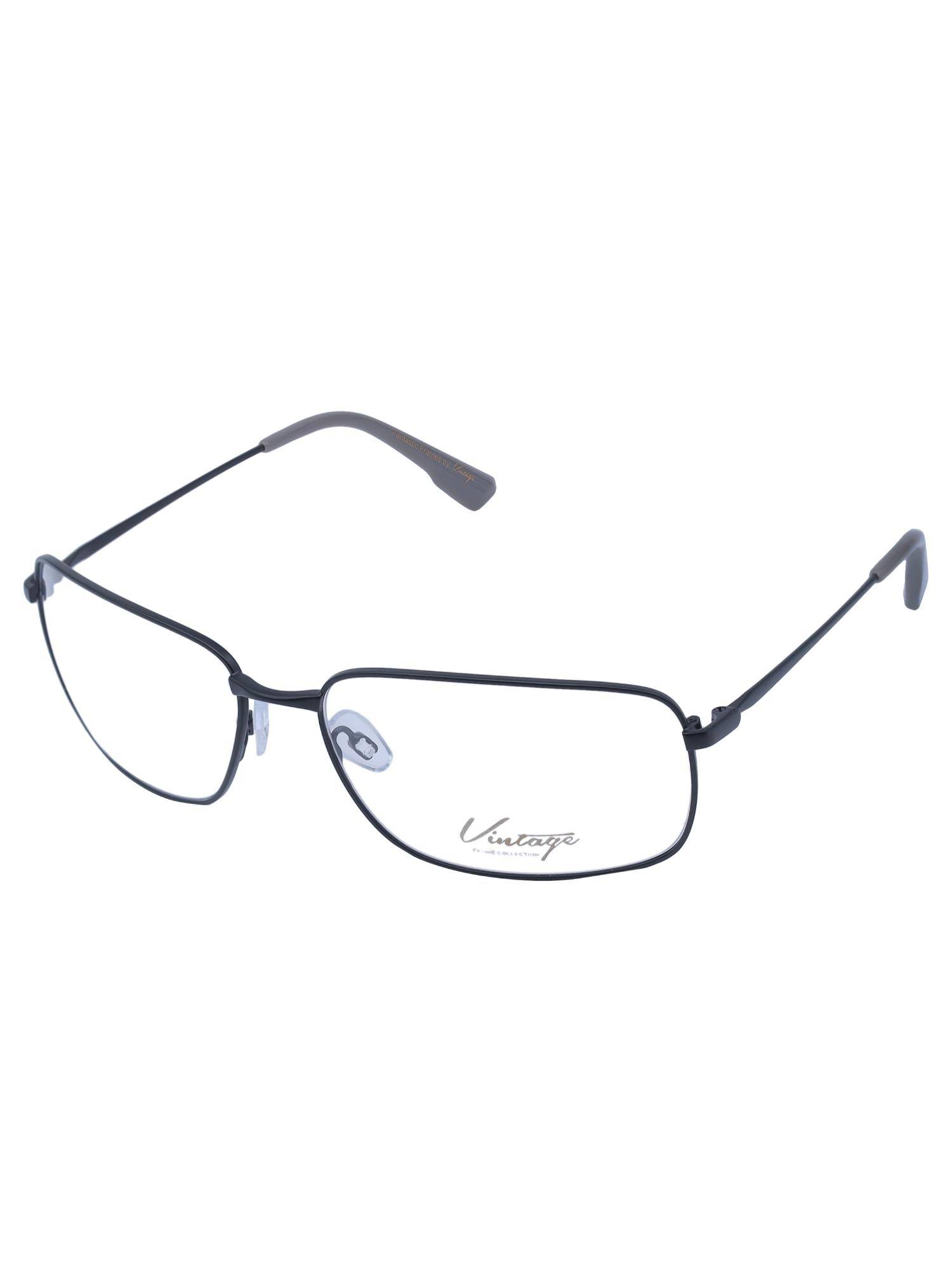 Vintage Unisex Rectangle Regular Lens Black Frame (61)