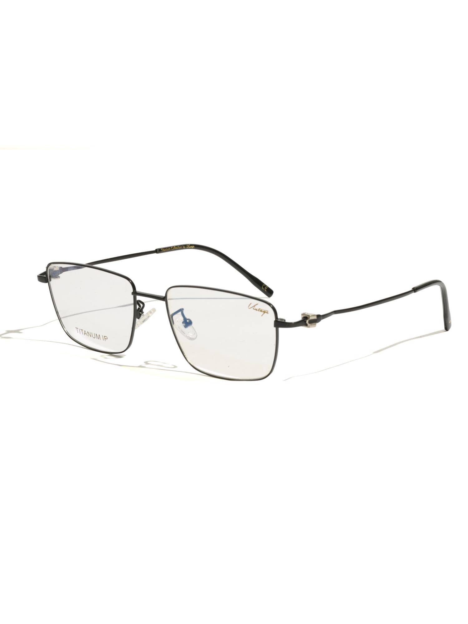 Vintage Unisex Rectangle Regular Lens Black Frame (55)