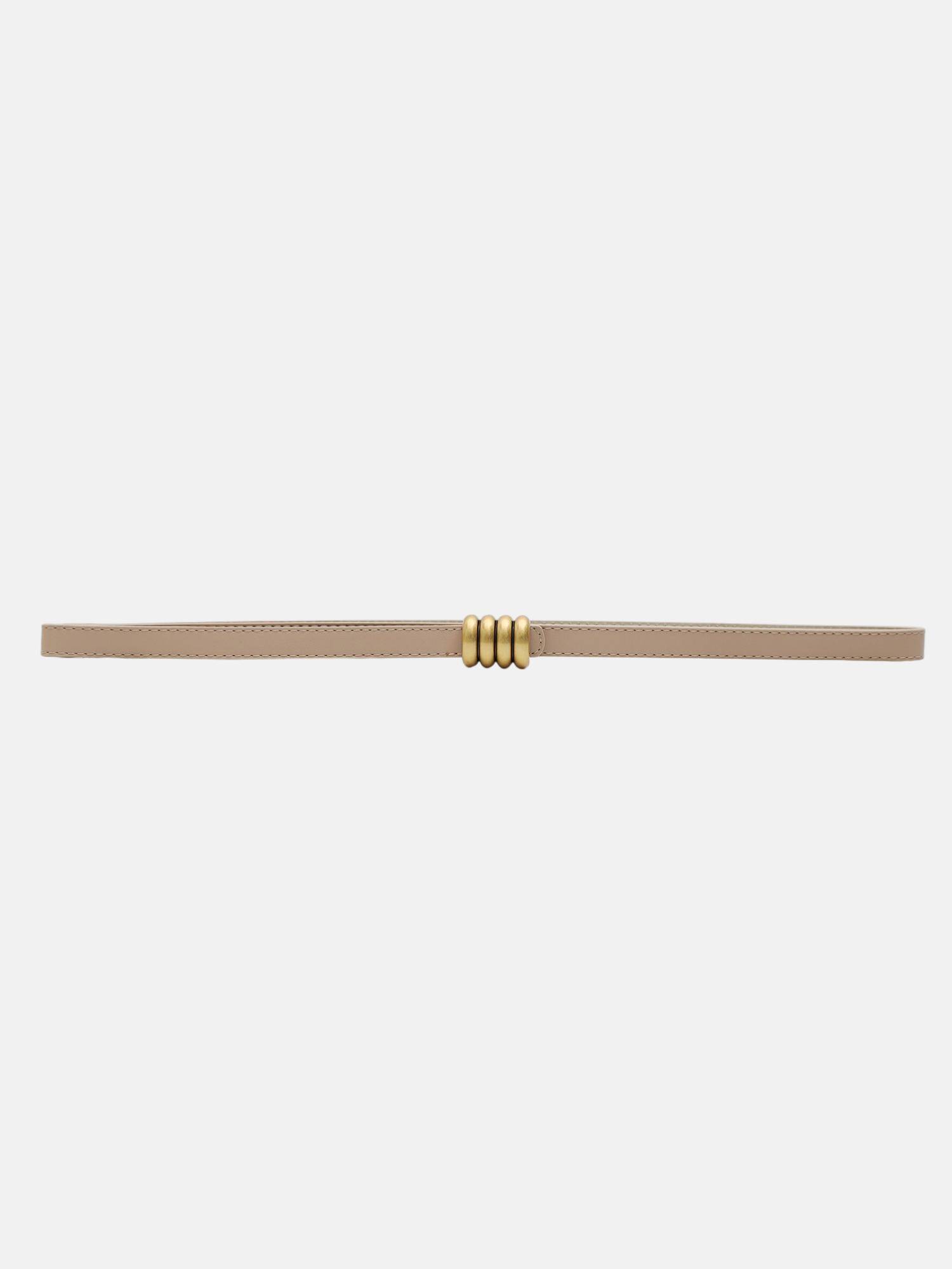 Kazo Ornate Metal Buckle Thin Belt - Beige