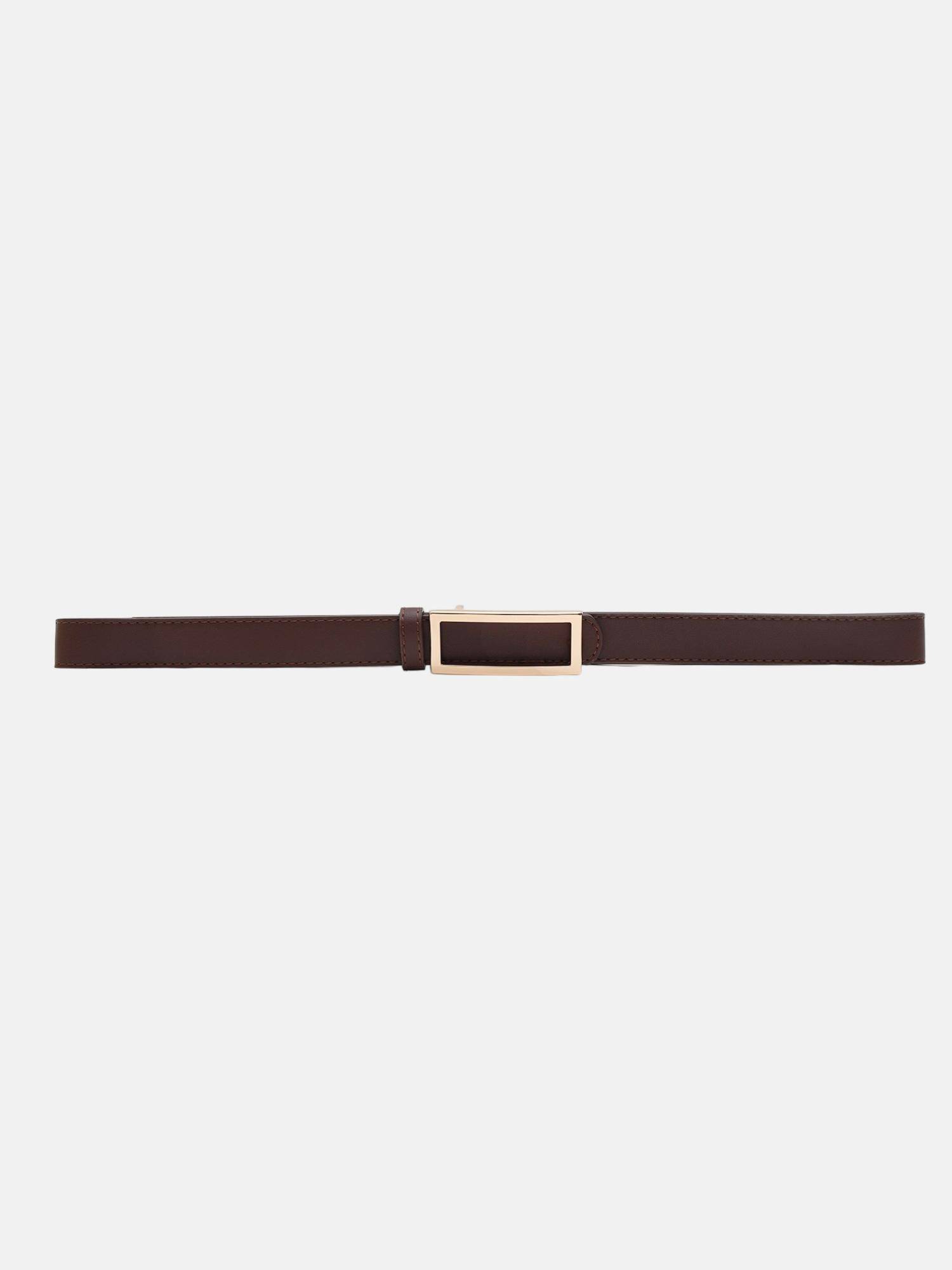 Kazo Elongated Buckle Thin Belt - Brown