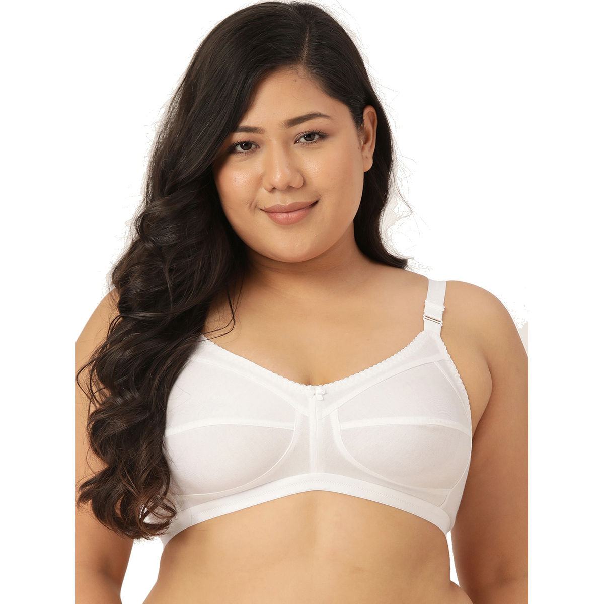 Women's Cotton Full Coverage Wirefree Non-padded Lace Plus Size Bra 42H