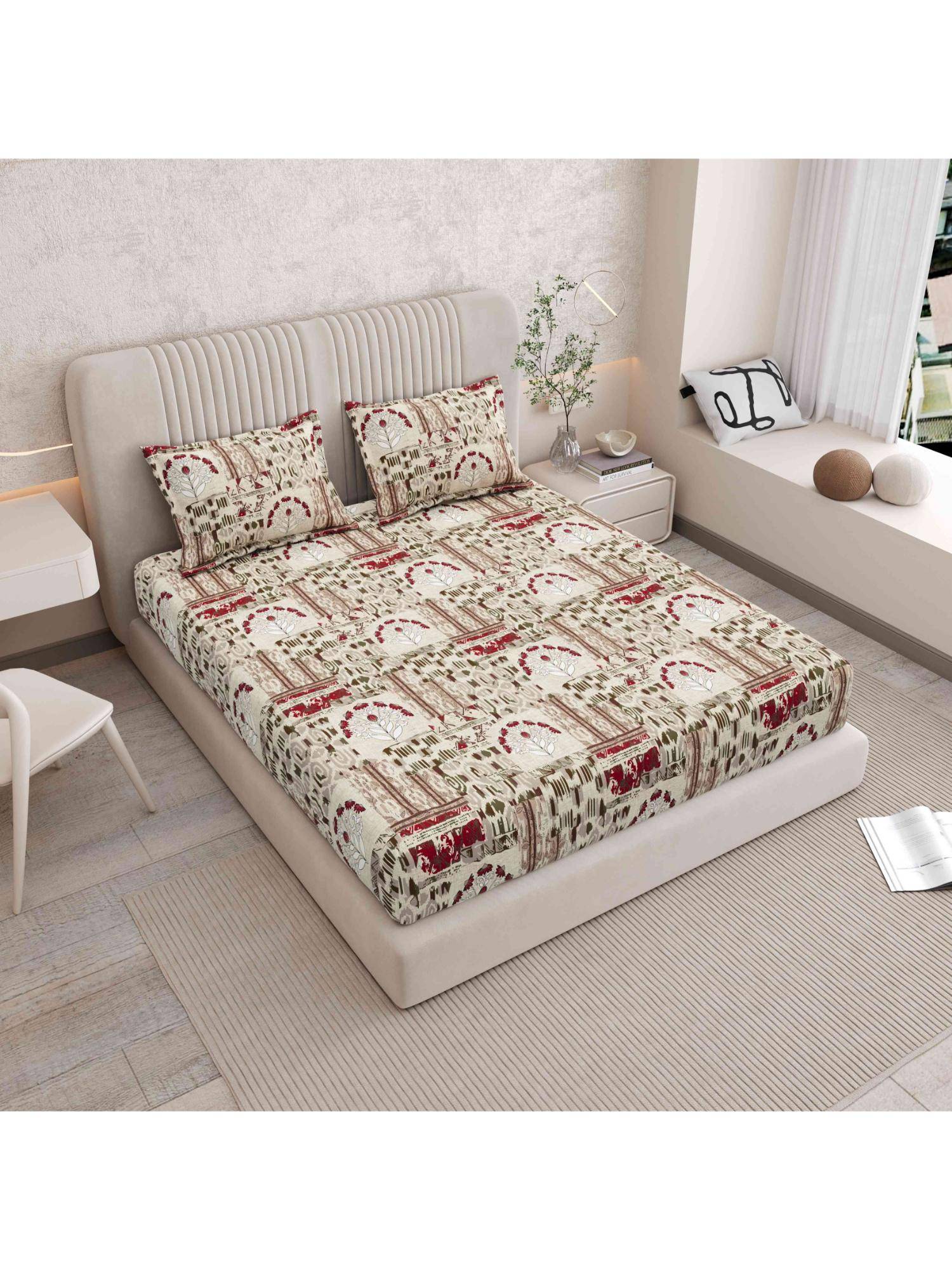 Indra's 120 TC Viscose Cotton king Bedsheet With 2 Pillow covers - Maroon