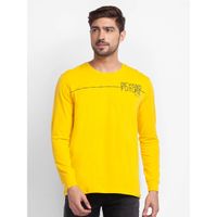 Spykar Sulphur Yellow Cotton Full Sleeve Plain Shirt For Men