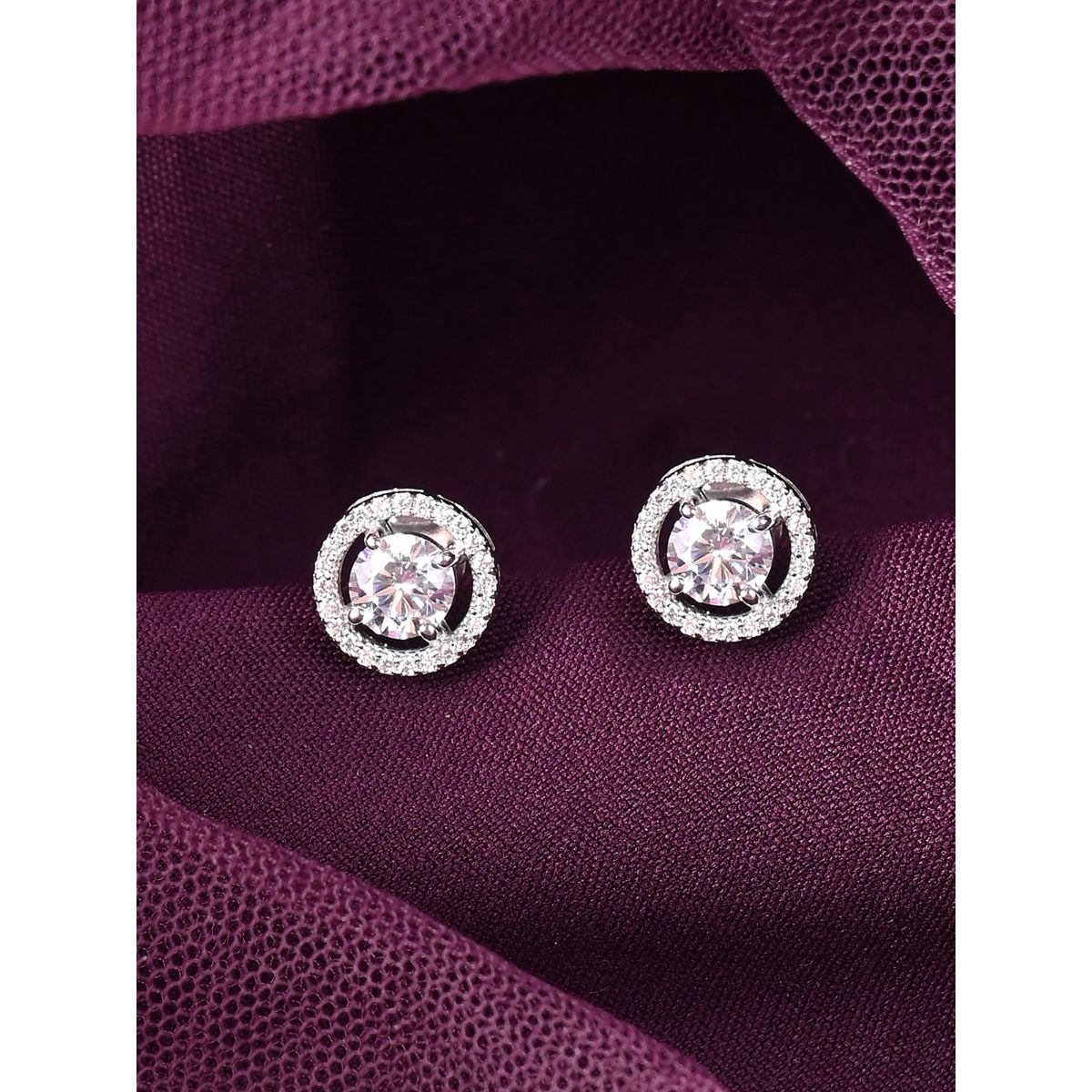 Buy Clara 925 Silver Platinum Plated Pair Of Earrings Online